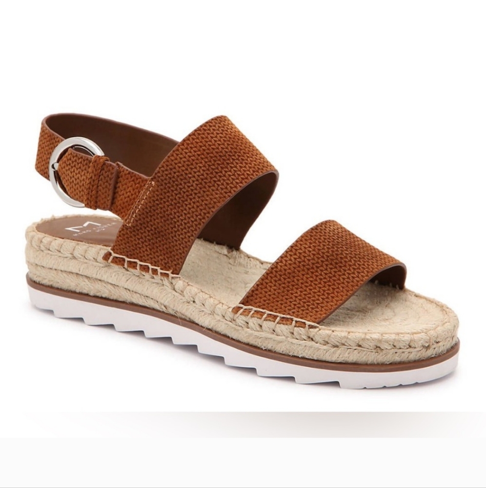 Marc Fisher Ltd Phebe Brown‎ Tan White Espadrille Sandal Size 9.5